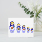 Matryoschka Puppen blau Postkarte (Stehend Vorderseite)