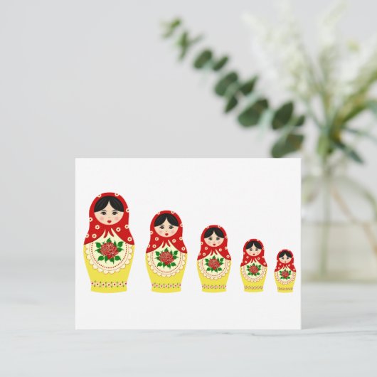 Matryoschka Puppen rot Postkarte (Stehend Vorderseite)