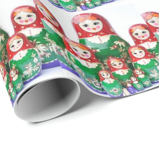 Matryoshka - матрёшка (russische Puppen) Geschenkpapier (Rolleneckpunkt)