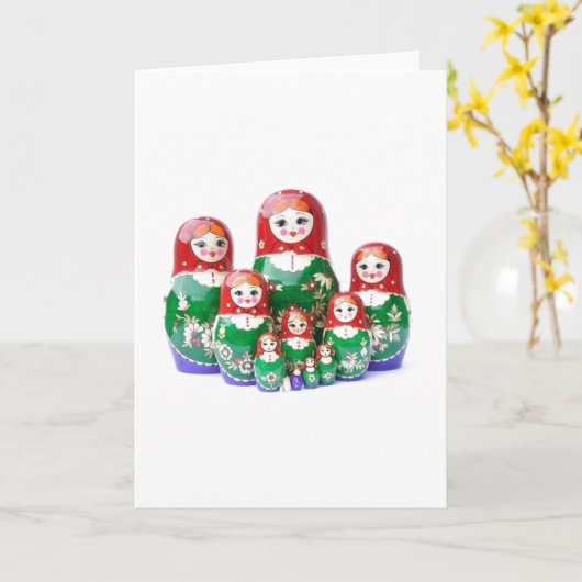 Matryoshka - матрёшка (russische Puppen) Karte (Gelbe Blume)