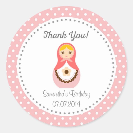 Matryoshka Doll Birthday Danke, Sticker (Vorderseite)