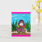 Matryoshka Doll Grußkarte Karte (Gelbe Blume)