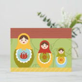 Matryoshka-Dolls für den Geburtstag Einladung (Stehend Vorderseite)