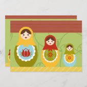 Matryoshka-Dolls für den Geburtstag Einladung (Vorne/Hinten)
