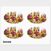 Matryoshka Dolls Ovaler Aufkleber (Blatt)