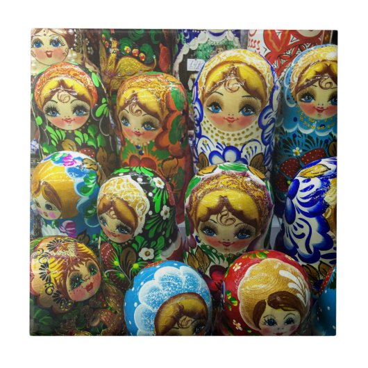 Matryoshka Dolls Souvenir Kiosk Travel Foto Fliese (Vorderseite)