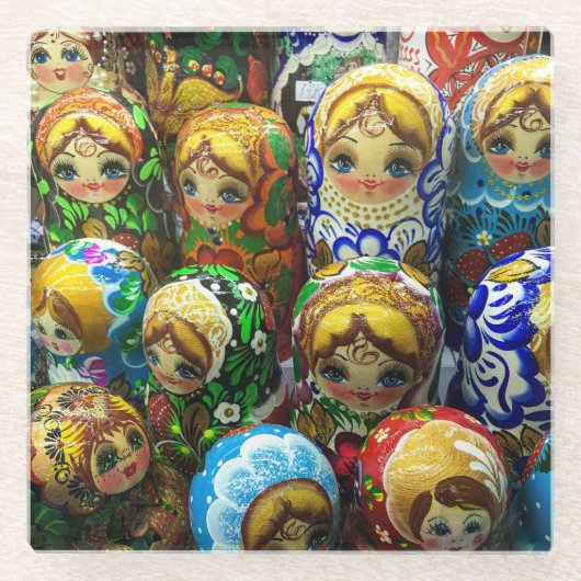 Matryoshka Dolls Souvenir Kiosk Travel Foto Glasuntersetzer (Vorderseite)