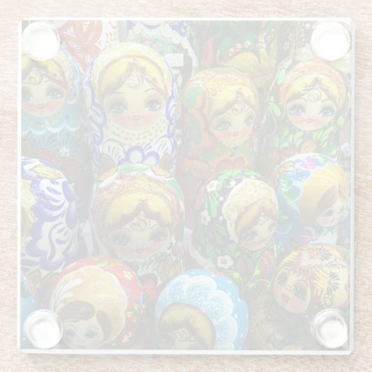 Matryoshka Dolls Souvenir Kiosk Travel Foto Glasuntersetzer (Rückseite)
