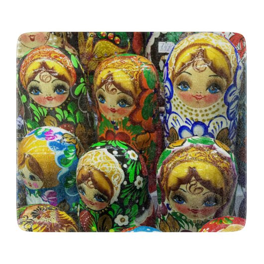 Matryoshka Dolls Souvenir Kiosk Travel Foto Schneidebrett (Vorderseite)
