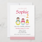 Matryoshka Geburtstagsparty Einladung (Vorderseite)