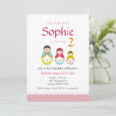 Matryoshka Geburtstagsparty Einladung (Stehend Vorderseite)