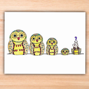 MATRYOSHKA OWL postcard by Nicole Janes Postkarte