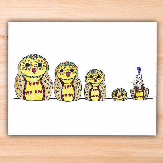 MATRYOSHKA OWL postcard by Nicole Janes Postkarte