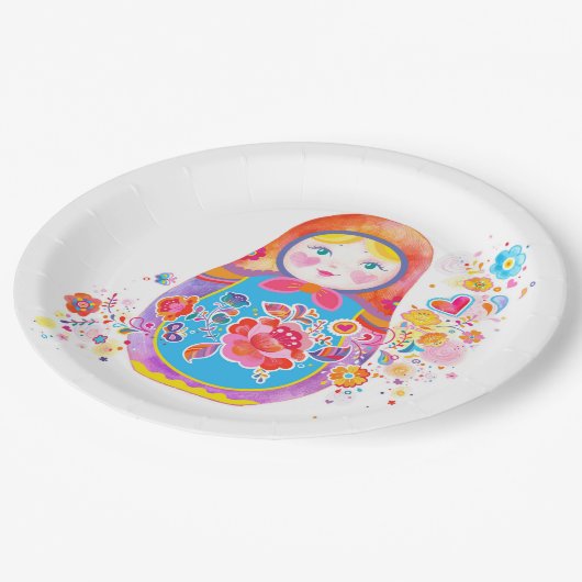 Matryoshka Pappteller (Schrägansicht)