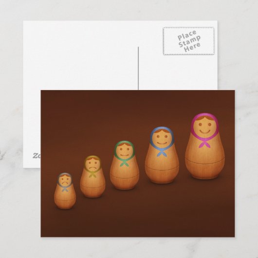 Matryoshka Postkarte (Vorne/Hinten)