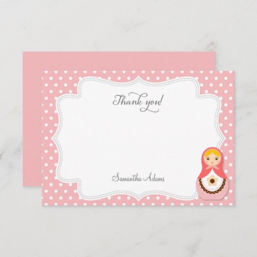 Matryoshka Puppe Danke, Karte (Vorne/Hinten)