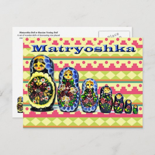 Matryoshka-Puppe oder Russische Nesting-Puppe Postkarte (Vorne/Hinten)