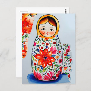 Matryoshka-Puppe, Postüberquerung Postkarte