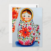 Matryoshka-Puppe, Postüberquerung Postkarte (Vorne/Hinten)