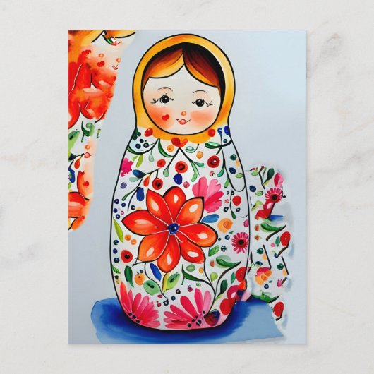 Matryoshka-Puppe, Postüberquerung Postkarte (Vorderseite)