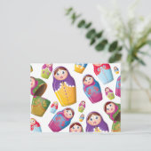 Matryoshka-Puppe - Russisches Muster für "Nested D Postkarte (Stehend Vorderseite)