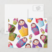 Matryoshka-Puppe - Russisches Muster für "Nested D Postkarte (Vorne/Hinten)
