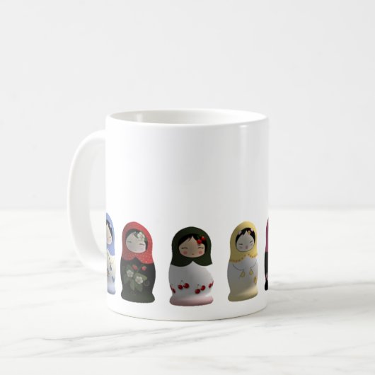 Matryoshka Puppen-russische Puppen-Tasse Kaffeetasse (Vorderseite Links)