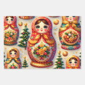 Matryoshka Russische Nesting Puppen Babushka Winte Geschenkpapier Set (Vorderseite 3)