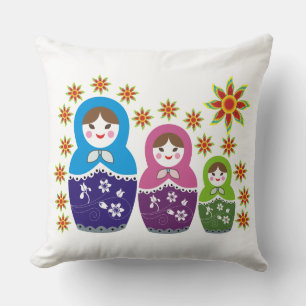 Matryoshka Russische Nistpuppen & Sonnenblumen Kissen
