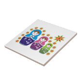 Matryoshka Russische Puppen & Sonnenblumen Fliese (Seite)