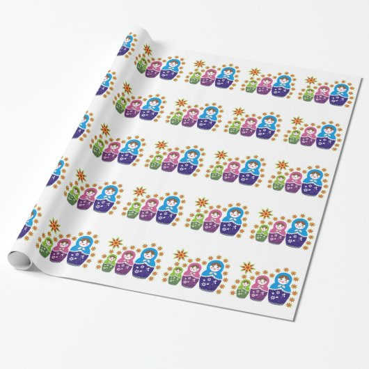 Matryoshka Russische Puppen & Sonnenblumen Geschenkpapier (Ungerollt)
