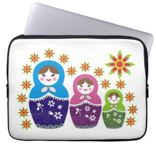 Matryoshka Russische Puppen & Sonnenblumen Laptopschutzhülle