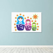Matryoshka Russische Puppen & Sonnenblumen Leinwanddruck (Insitu (Holzboden))
