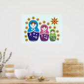 Matryoshka Russische Puppen & Sonnenblumen Poster (Küche)