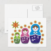 Matryoshka Russische Puppen & Sonnenblumen Postkarte (Vorne/Hinten)