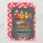 Matryoshka Themenparty Einladung (Vorne/Hinten)