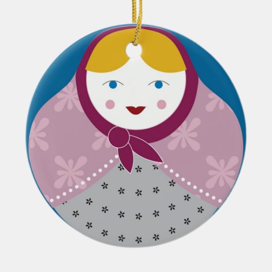 Matryoshka Weihnachtsbaum-Verzierung Keramikornament (Vorne)