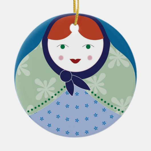 Matryoshka Weihnachtsbaum-Verzierung Keramikornament (Vorne)