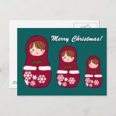 Matryoshka Weihnachtspostkarte Feiertagspostkarte (Vorne/Hinten)