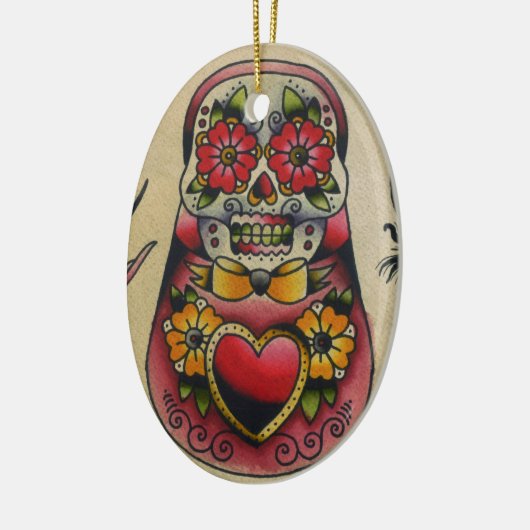 matryoshka Zuckerschädel Keramikornament (Links)