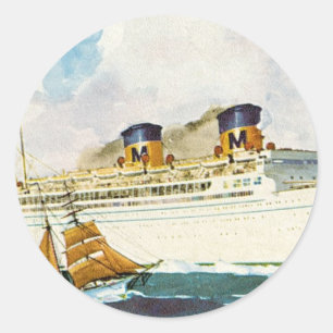 Matson-Linienschiff nach Hawaii Runder Aufkleber