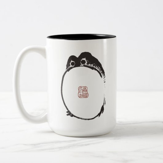 Matsumoto Hoji Frog Sad Melancholy Japanischer Kün Zweifarbige Tasse (Links)