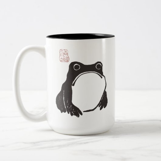 Matsumoto Hoji Funny Sad Grumpy Frog Tasse (Links)