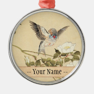Matsumoto Keibun Vogel- und Blumenalbum Zebrafink Ornament Aus Metall