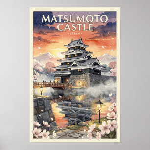 Matsumoto-Schloss Japan Vintage Reise Poster