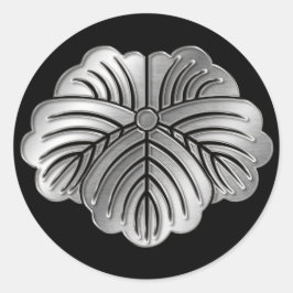 Matsunaga Clan Kamon Silver Chrome Runder Aufkleber
