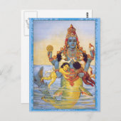 Matsya mit den Vedas als Säuglinge Postkarte (Vorne/Hinten)