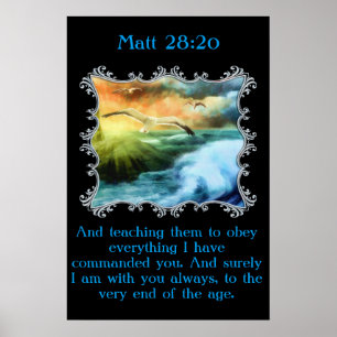 Matt 28:20 Mit Möwen über das offene Meer fliegen Poster