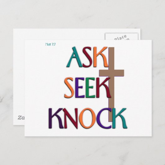 Matt 7:7 christliche Geschenkgutscheine, individue Postkarte (Vorne/Hinten)