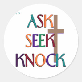 Matt 7:7 christliche Geschenkgutscheine, individue Runder Aufkleber